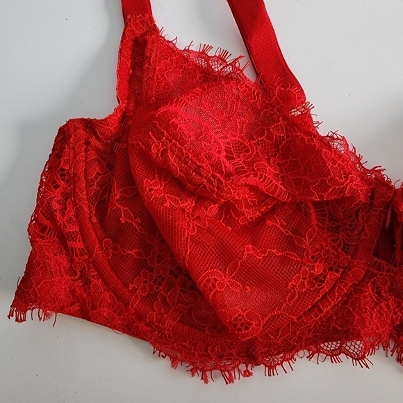 Victoria's Secret Red Unlined Lace Demi Bra 38D - Picture 4 of 9